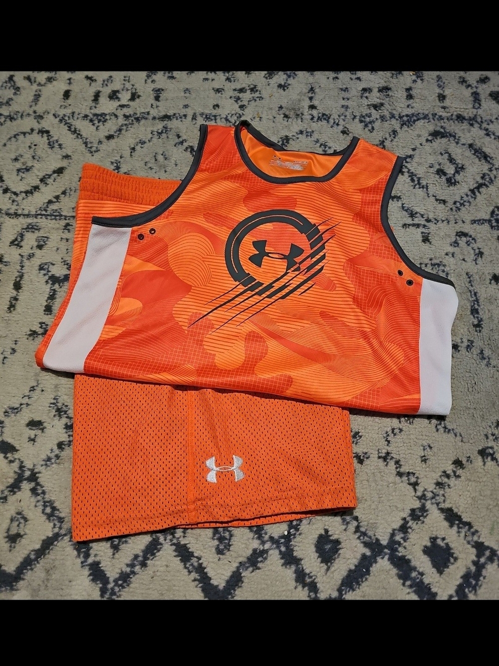 Under Armour Kids Orange & White Sleeveless Athletic Set